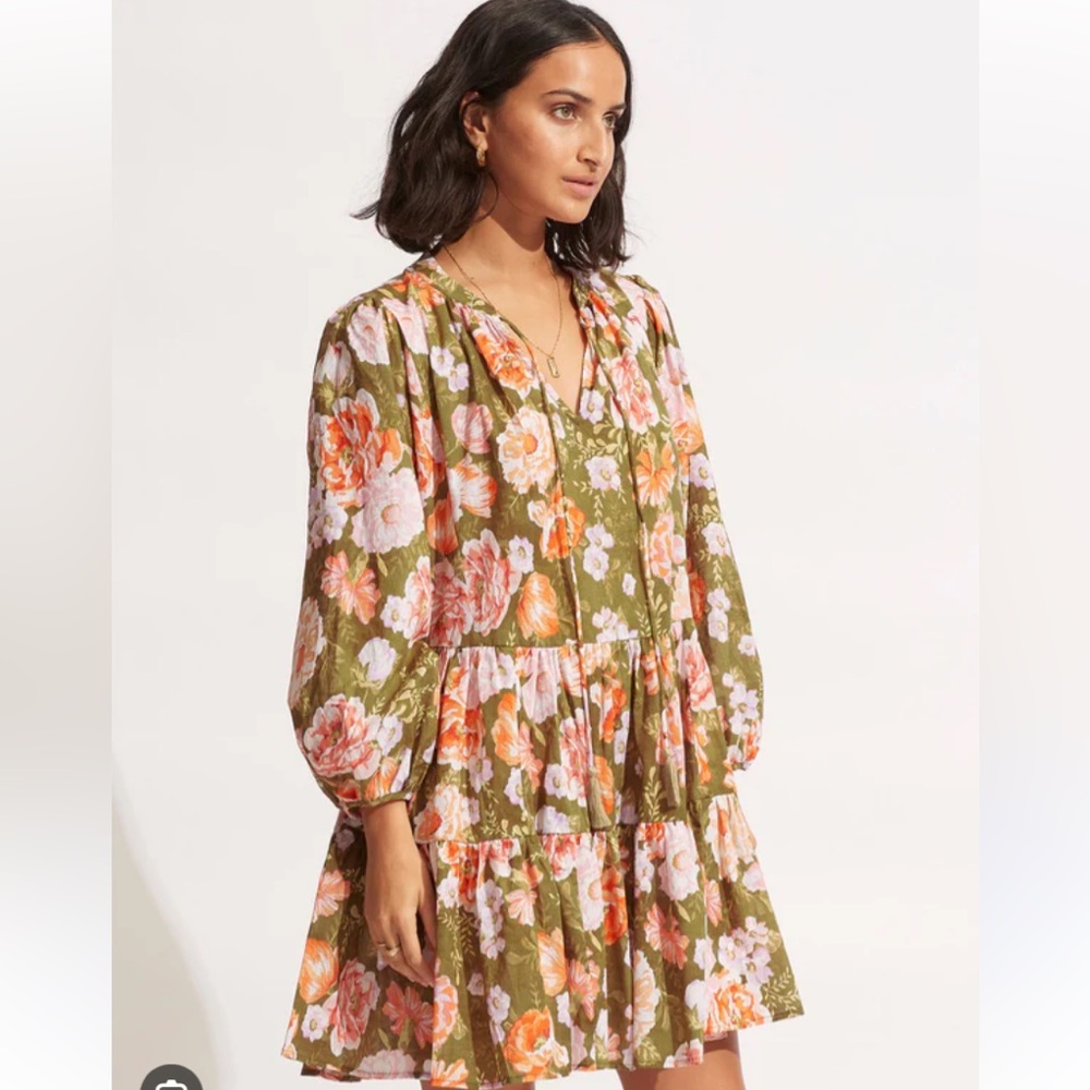 NWOT Seafolly Paradise Garden Tiered Dress in Avocado - Size S/M